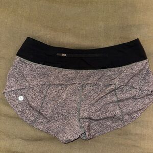 lululemon athletica Heather Gray Athletic Shorts with Black Waistband